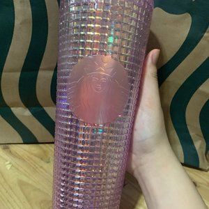 Light Pink Grid Starbucks 2020 Holiday Venti Cup